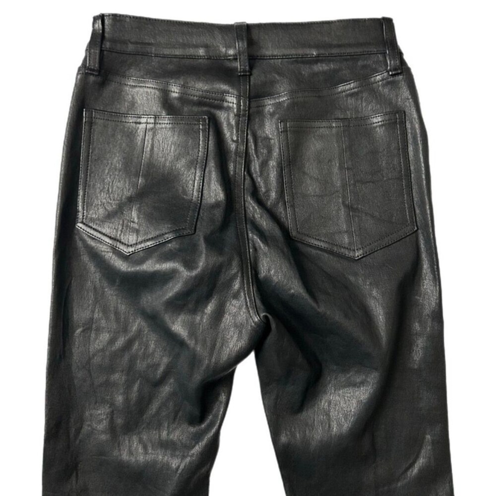 Rag & Bone 100% Lamb Leather High Rise Flare Bell Bottom Raw Hem Pants Black 27 - Picture 4 of 7